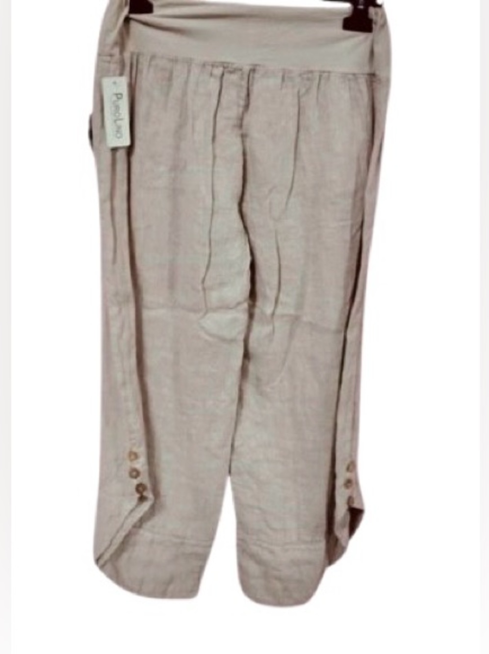 NWT XL Linen Cotton Pants PURO LINO Khaki Tan Wood Extra Large Designer Ankle - Picture 3 of 12